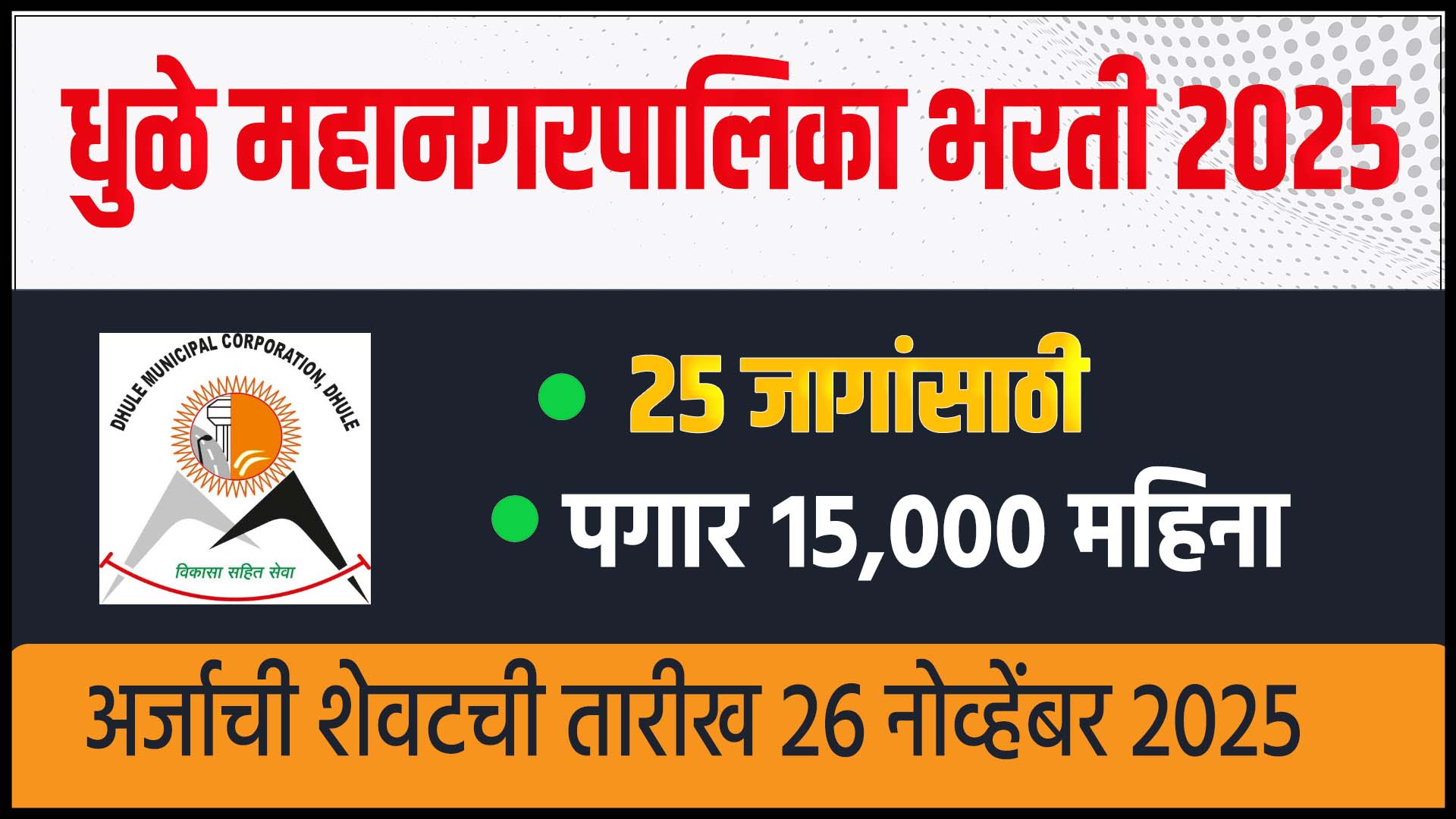 Dhule Municipal Corporation Recruitment 2025